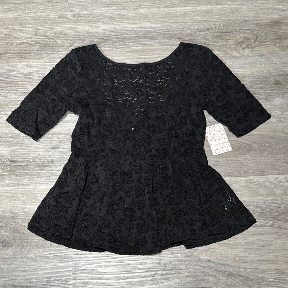 Free People Black Lace Top